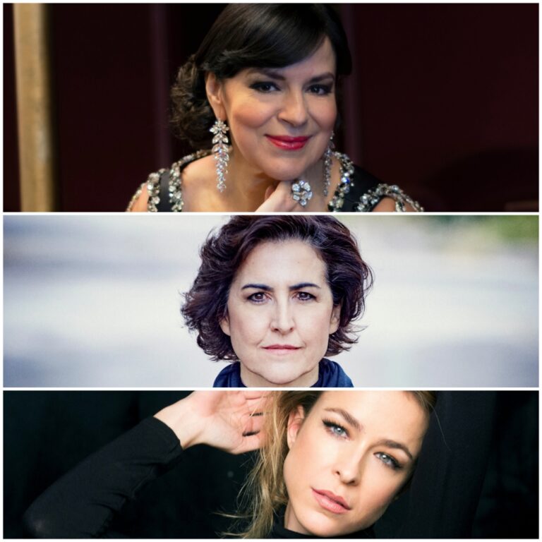 De arriba abajo: Nancy Fabiola Herrera (Mezzosoprano), Rosa Torres-Pardo (pianista) y Silvia Abascal (actriz)