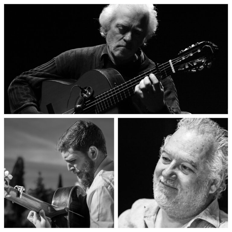 El guitarrista Manolo Sanlúcar (arriba / © Paco Manzano), será homenajeado por el guitarrista Alejandro Hurtado (izq. / © Glimp Sense) y el musicólogo Faustino Núñez (der. / © Alex Gallegos)