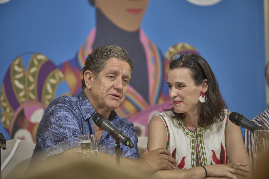 Pedro Casablanc e Irene Pardo en la presentación de la ficción sonora esta mañana