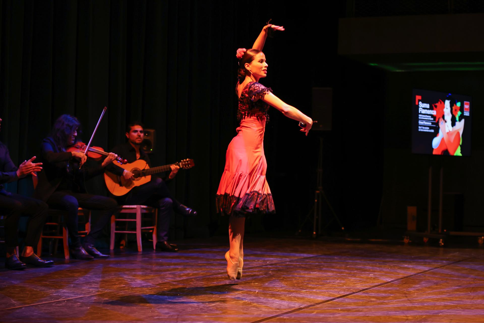 La bailaora Estela Alonso durante una actuación en Suma Flamenca de 2023